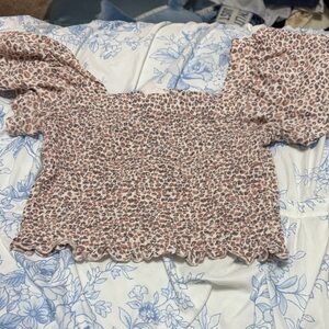 Stylish Leopard Print Smocked Blouse